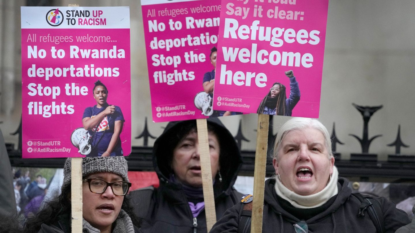 People protesting to stop deportation to Rwanda - Deporting of Asylum Seekers to Rwanda