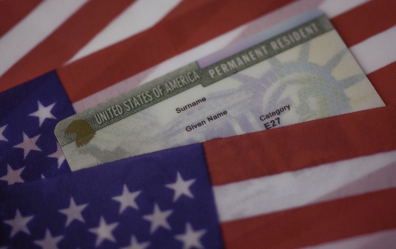 A permanent residence card with the United States flag - New Act to Eliminate Green Card Country Quota